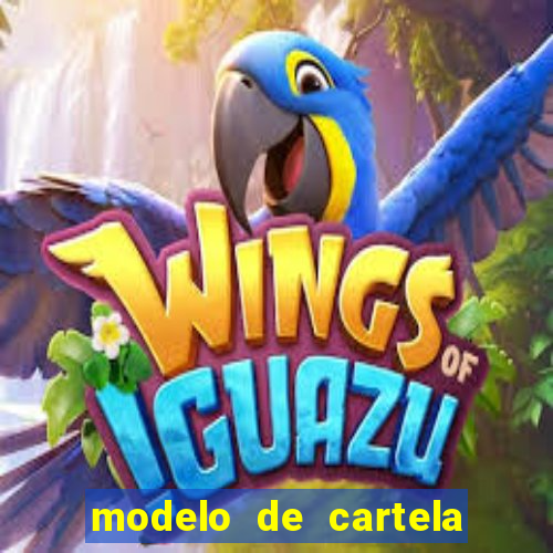 modelo de cartela de bingo em branco
